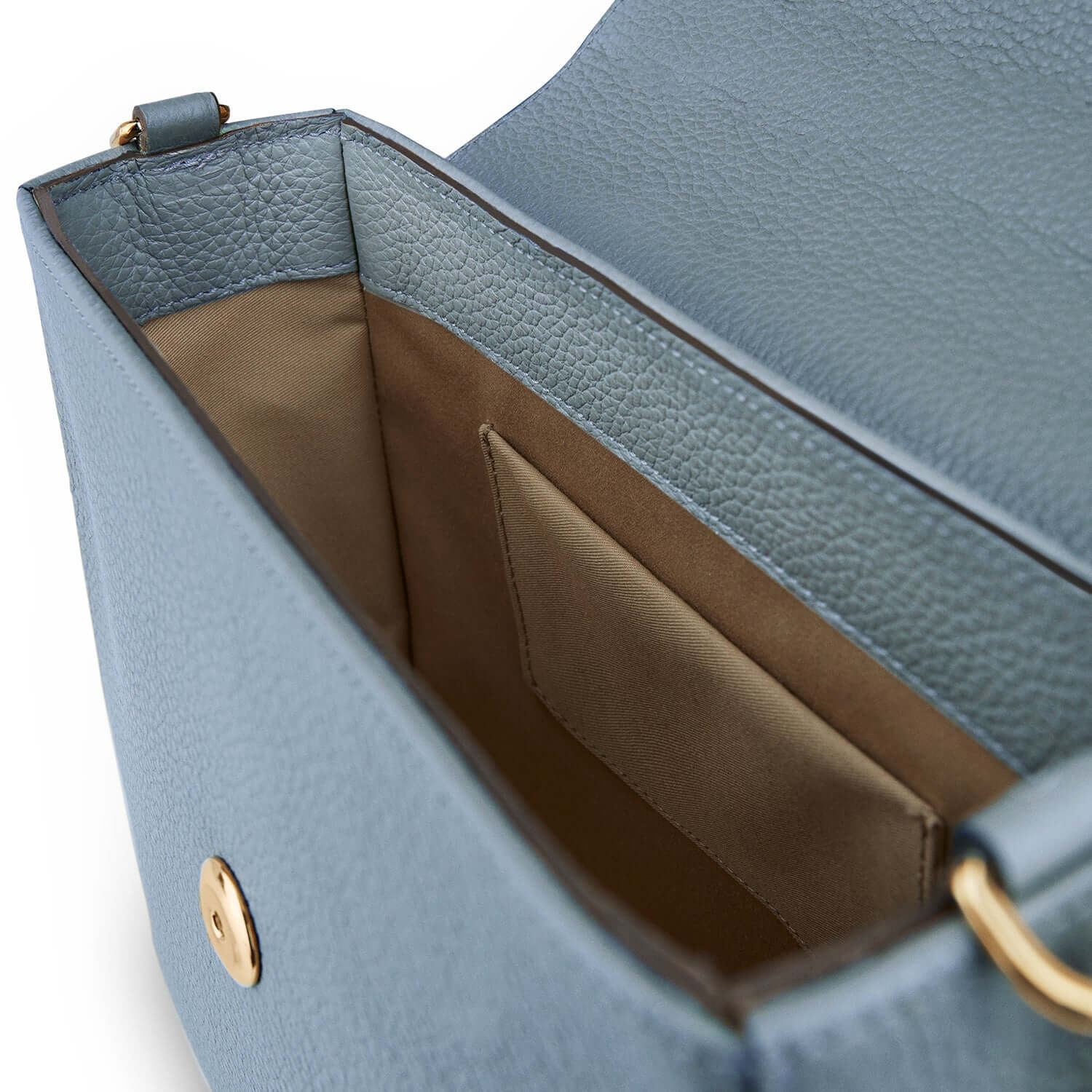 british made handbag with cotton lining and italian pebble grain leather