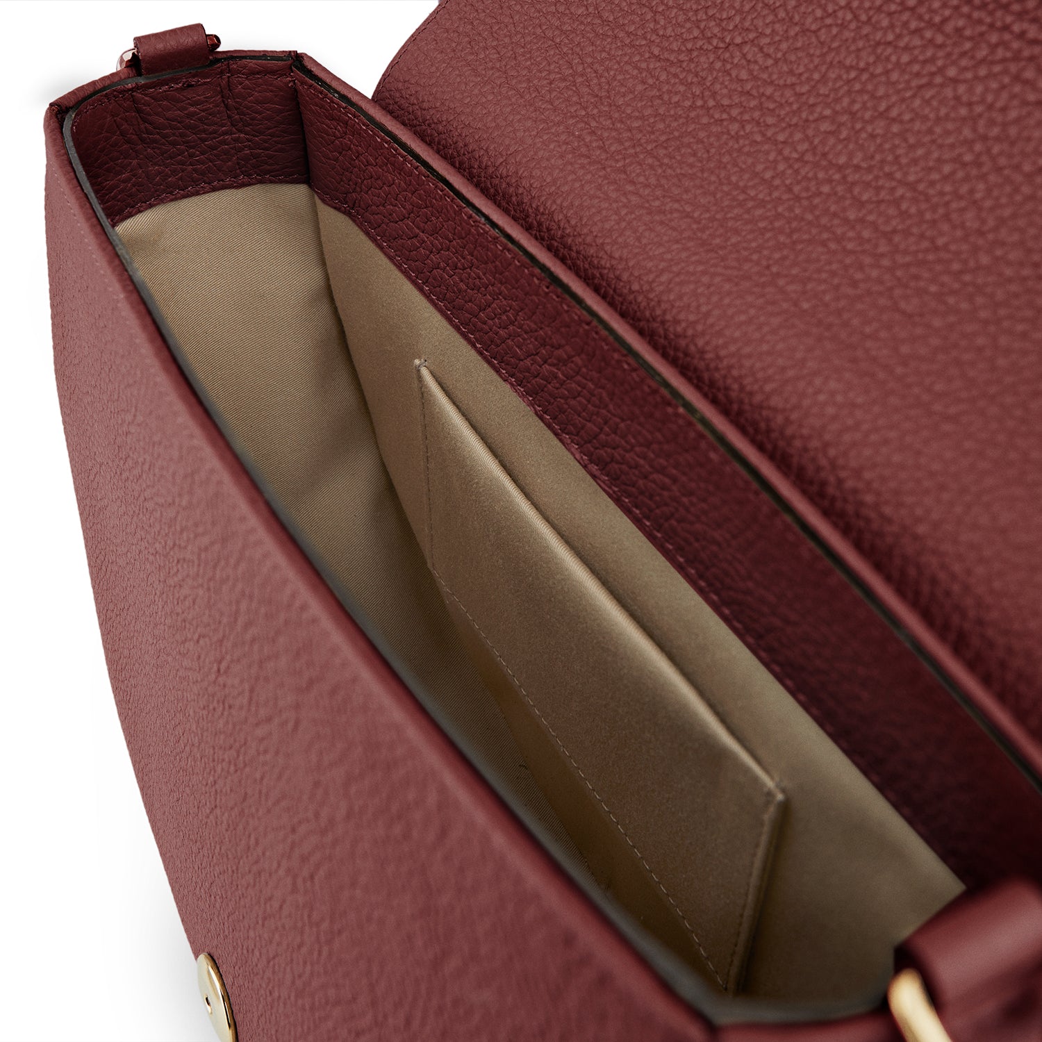 cotton lining interior handbag with pebble grain leather italian red