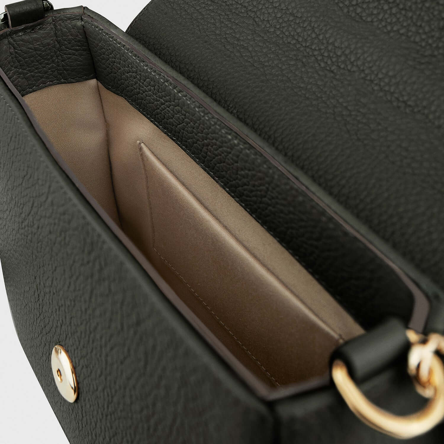 Minimalist green ladies handbag cotton lined small petite made in London