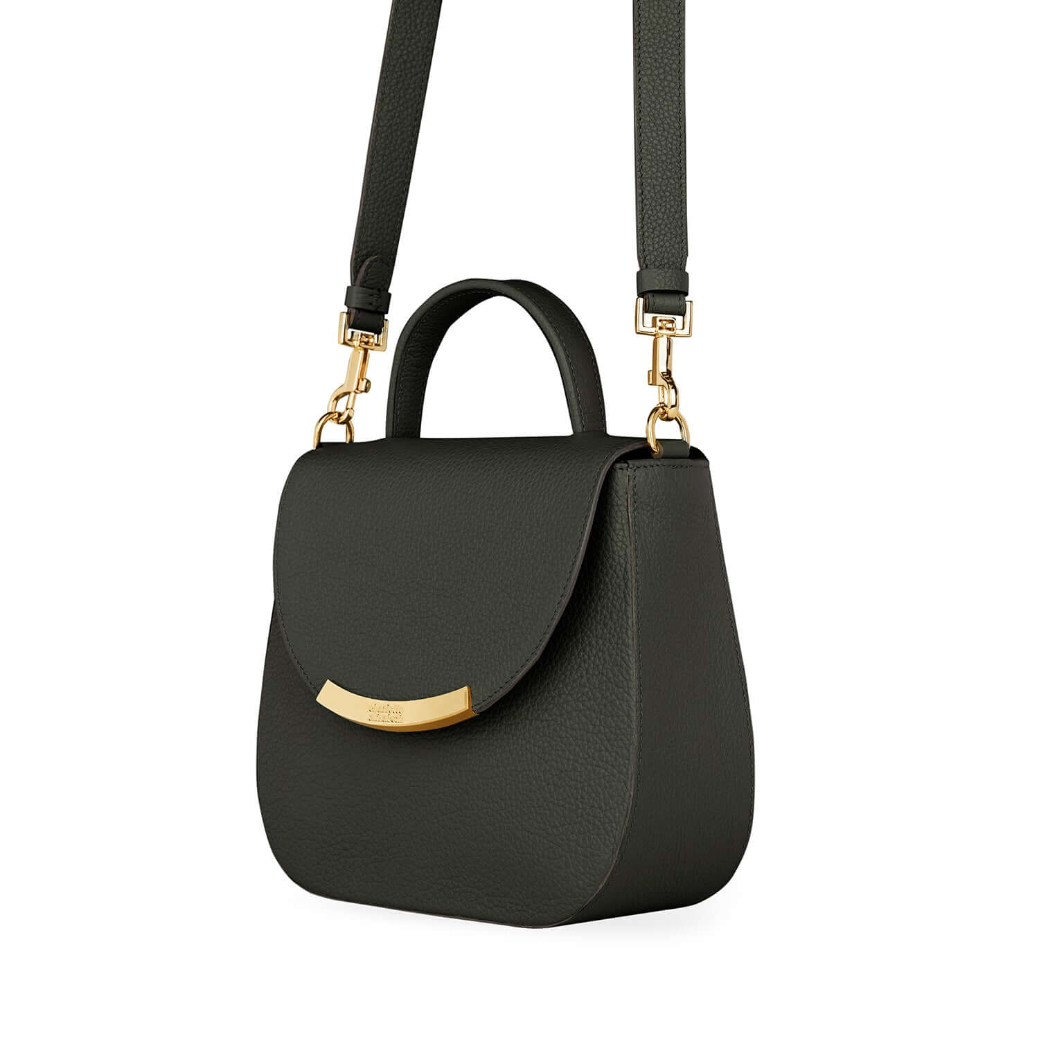 crossbody ladies green handbag made in Britain with gold hardware