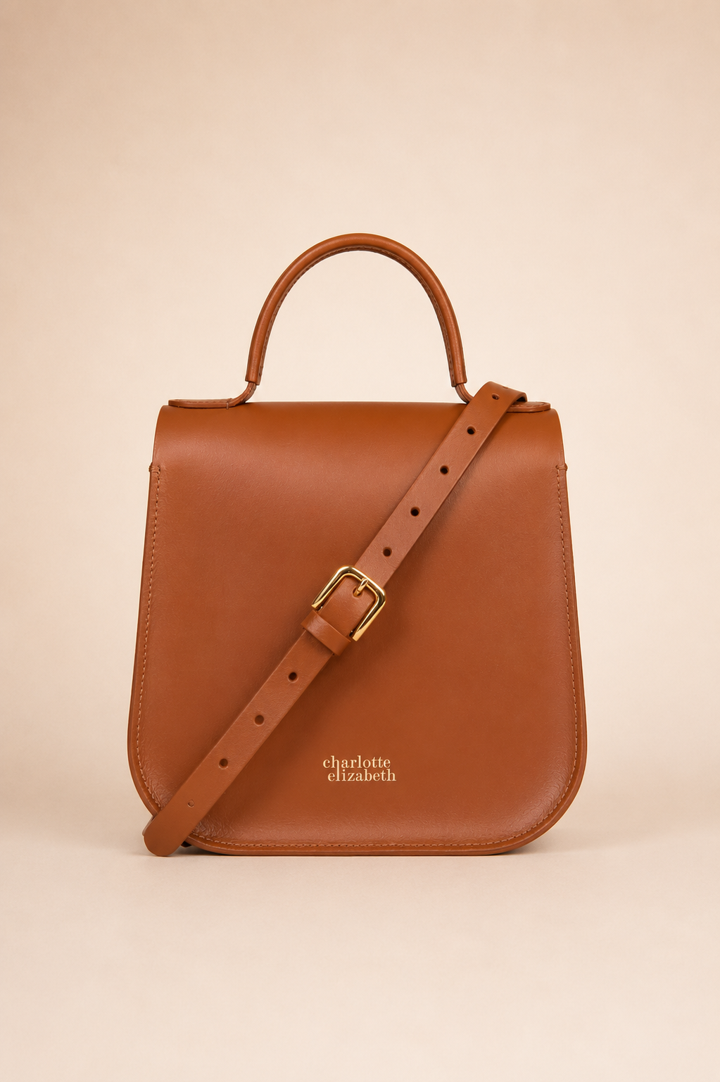 Charlotte Elizabeth Bloomsbury Chestnut Tan leather handbag with detachable crossbody strap