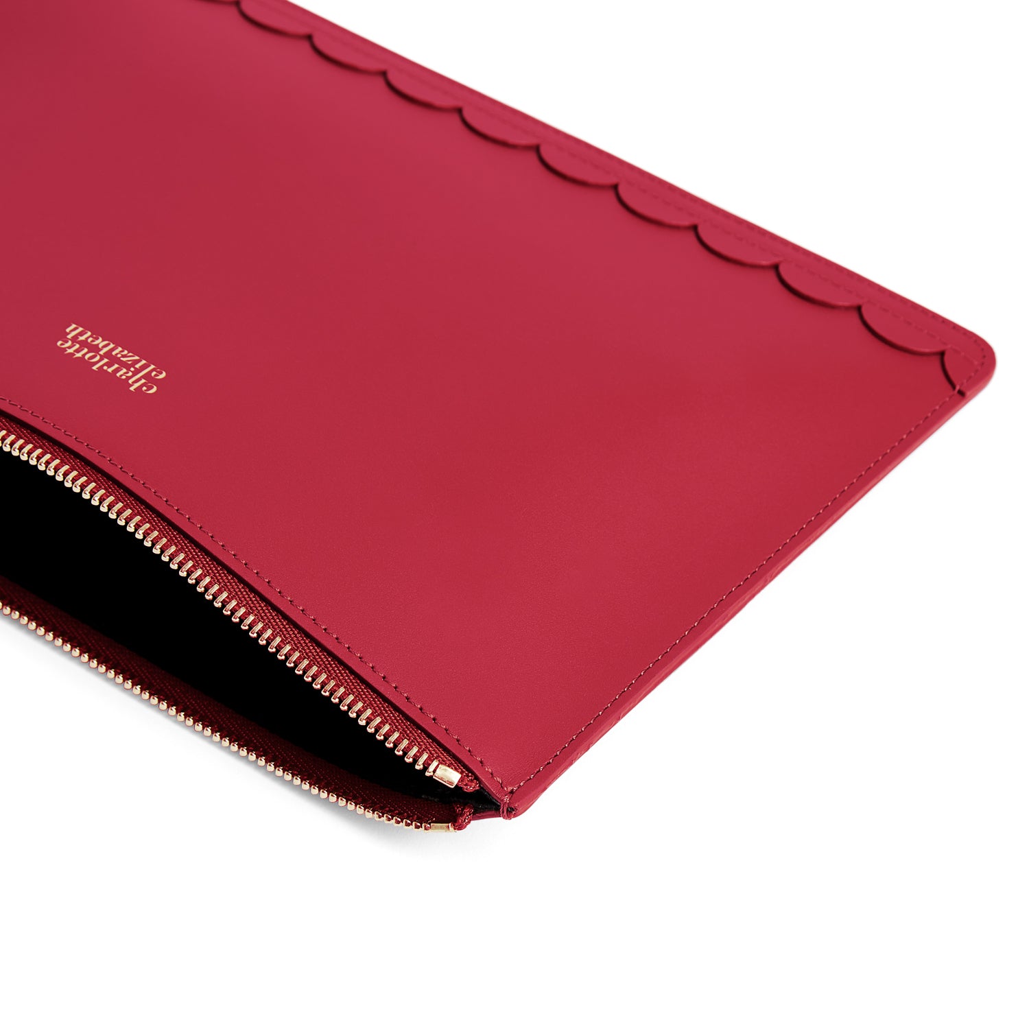 scallop mini clutch bag travel wallet for your essentials. oxblood colour