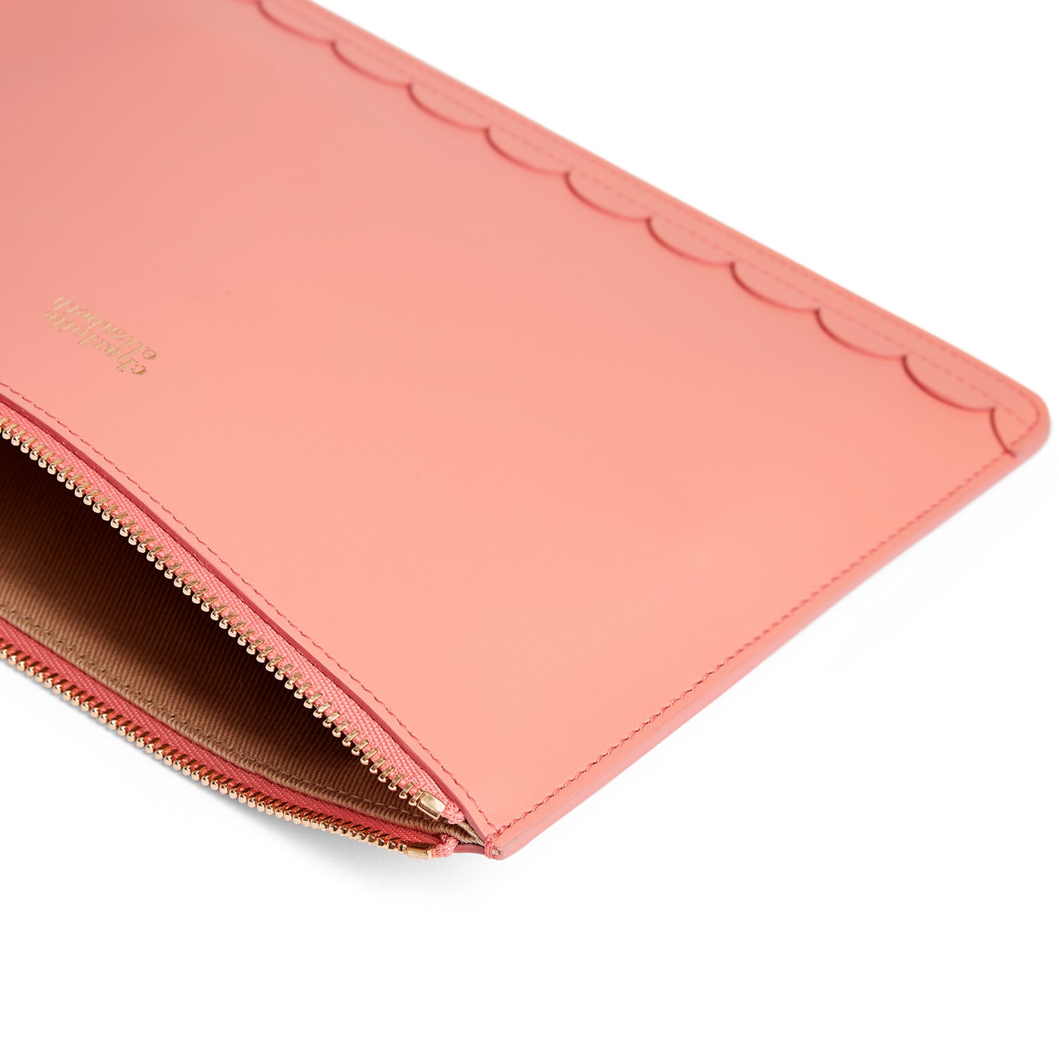 scallop trim detail pink luxury accessories for women cute pouch for phone and ipad mini