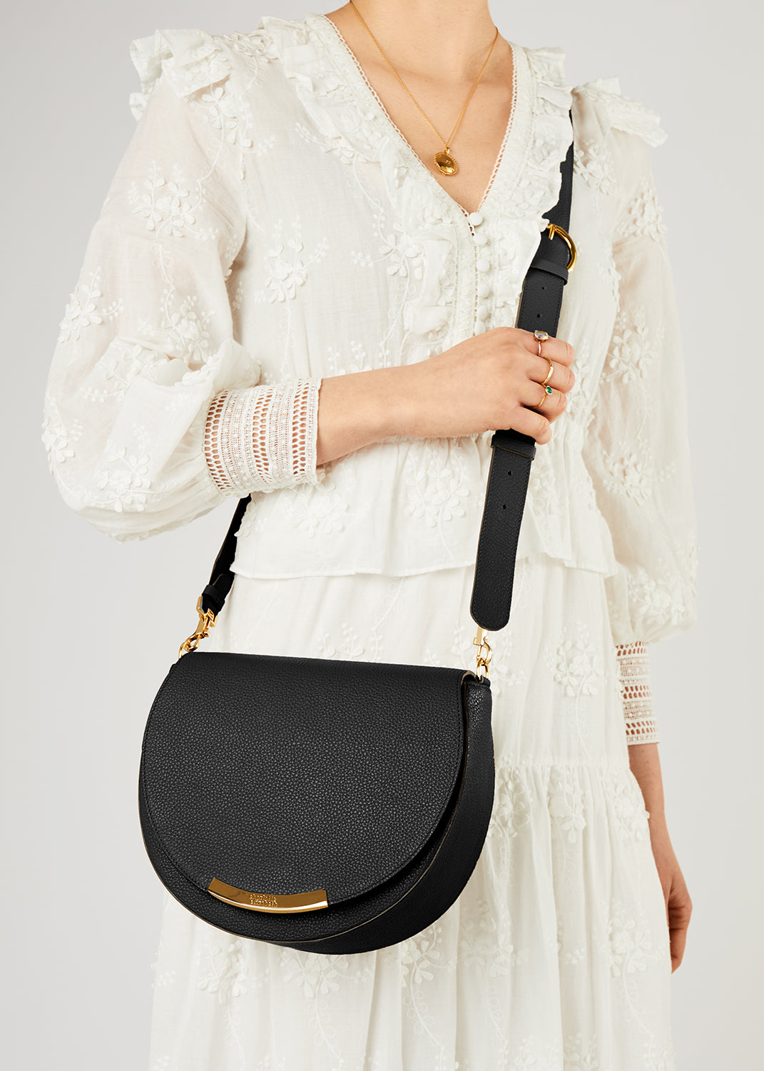 Minimalist classic handbag black saddle made in London