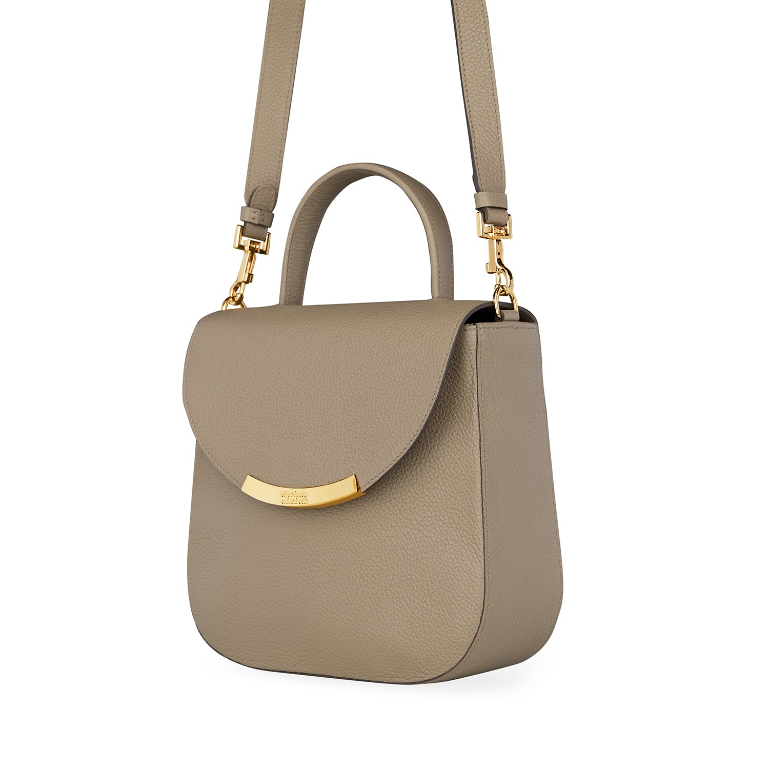 British ladies bag with crossbody strap and top handle