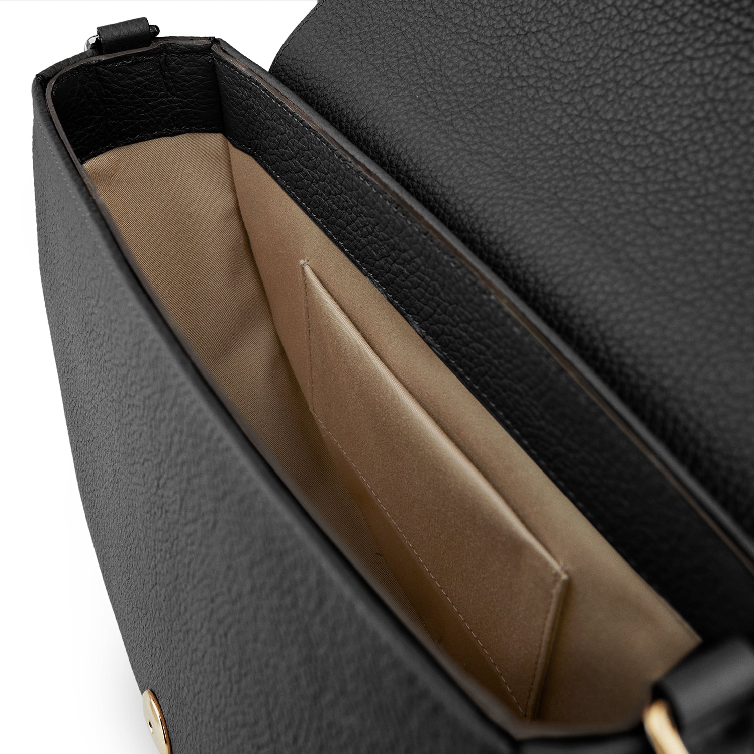 nude lined handbag with cotton and pebble grain leather bag