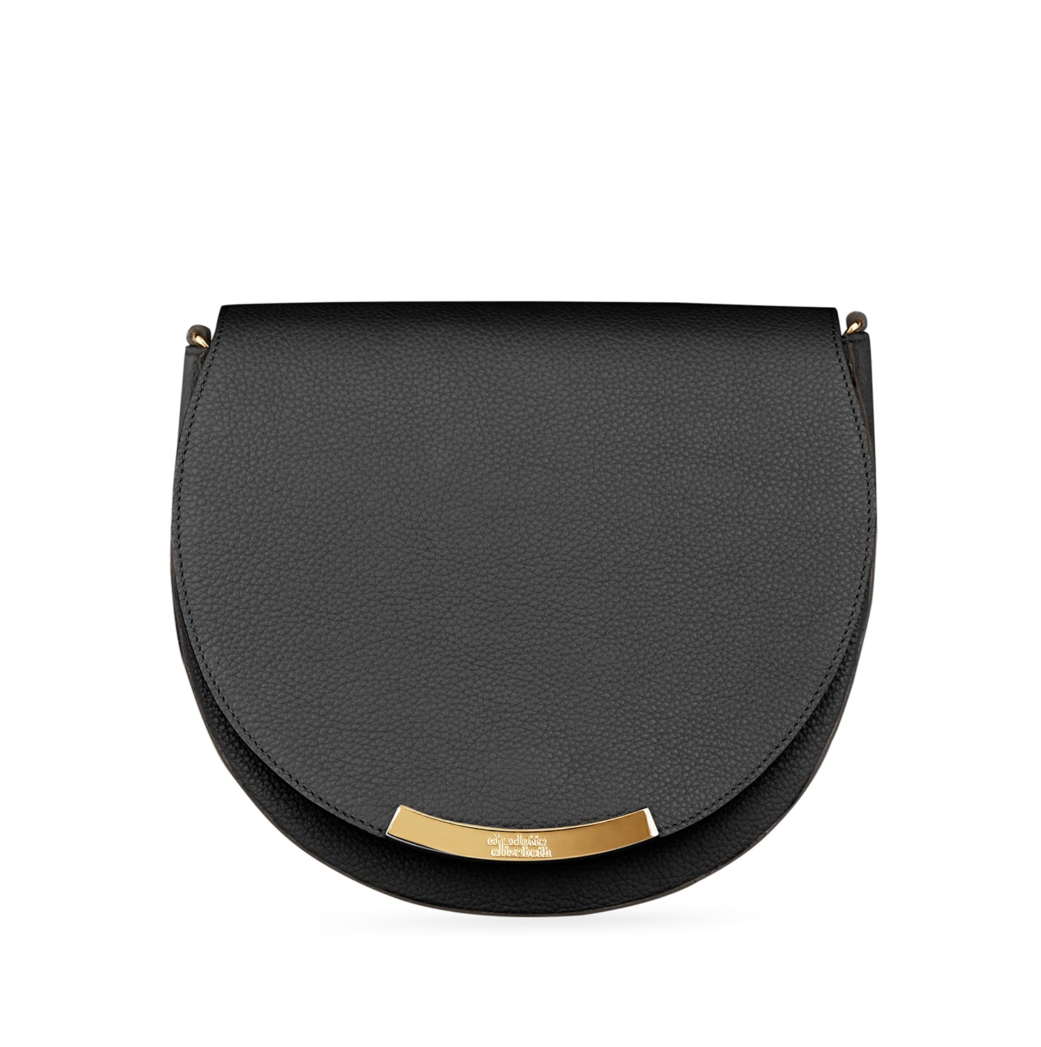 Ladies leather crossbody saddle handbag made in London in black