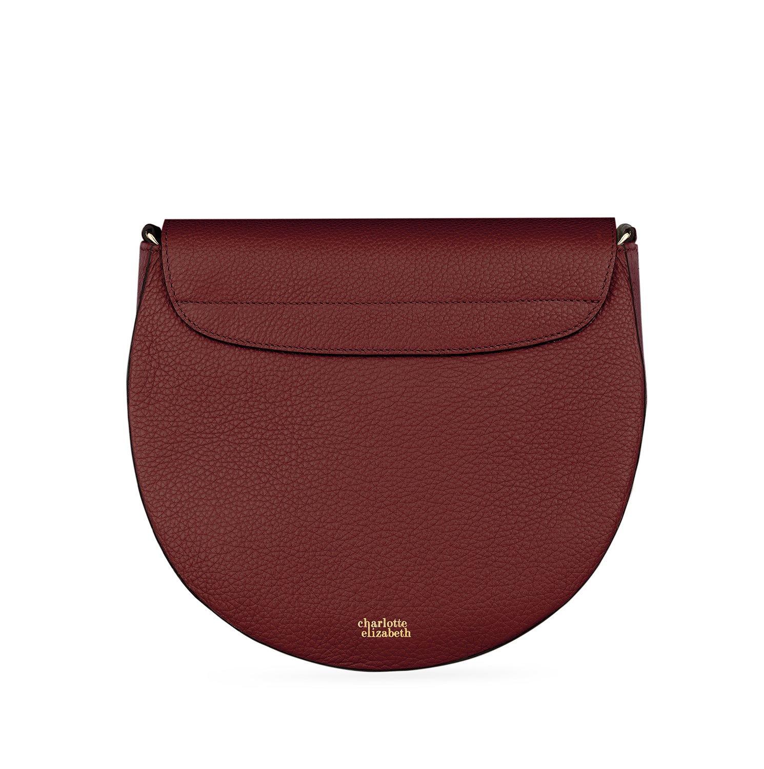 saddle half moon bag in crimson with pebble leather