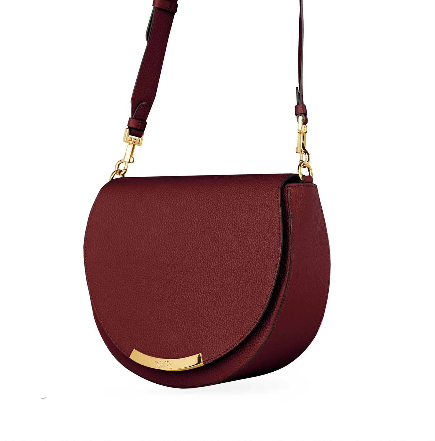 crossbody shoulder strap bag in red with gold hardware classic