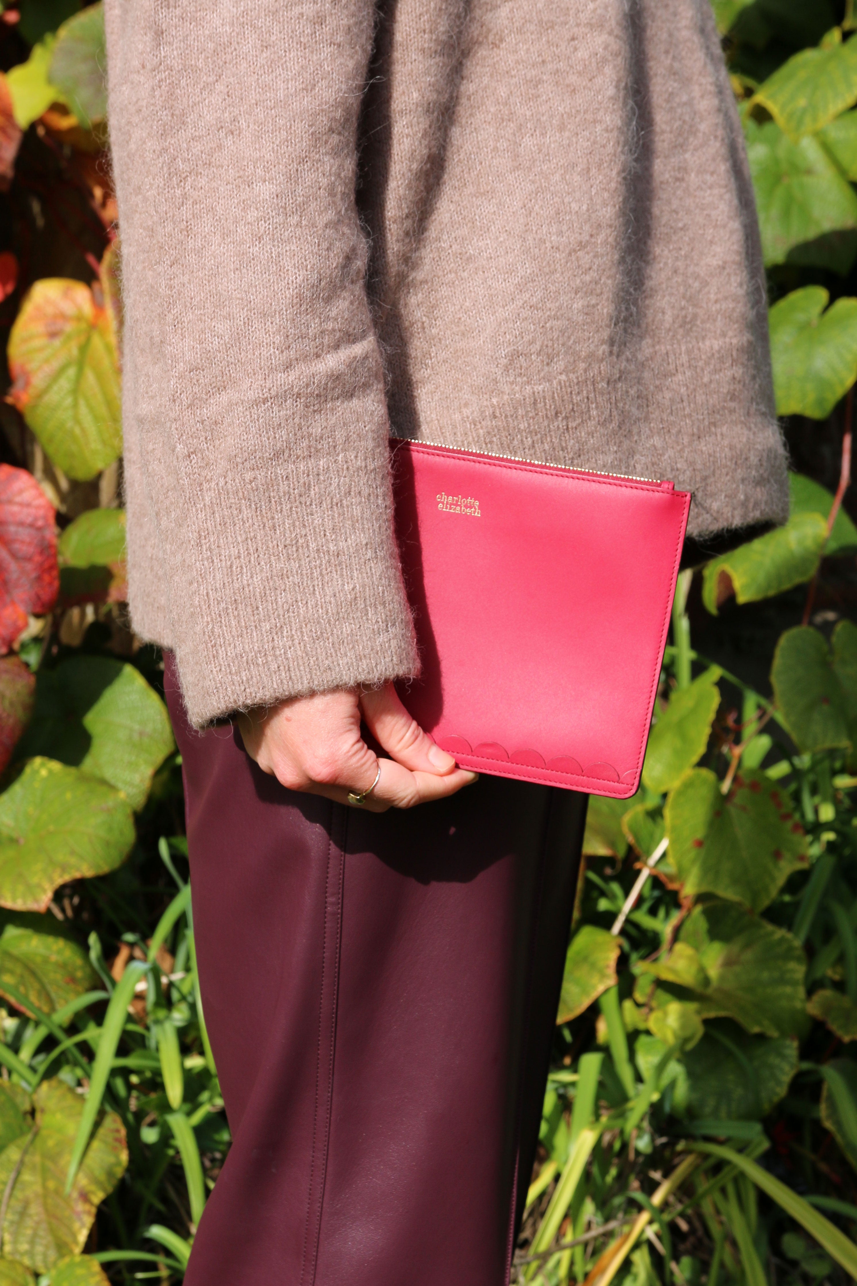red mini clutch bag for phone and ipad